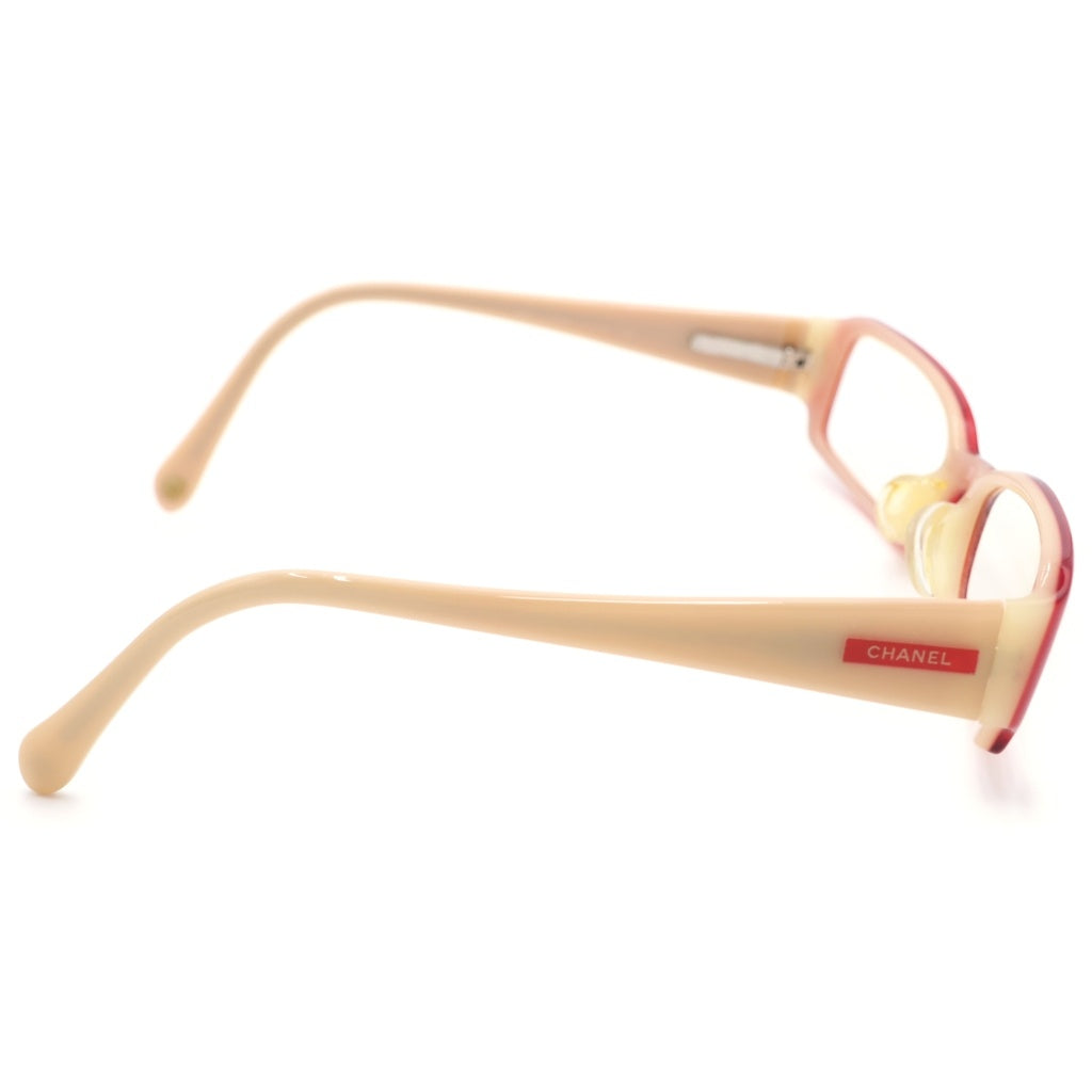 CHANEL(シャネル) Glasses Tortoiseshell Rectangular グラス トータスシェル レクタンギュラー アイウェア 眼鏡 度入り レッド/ベージュ 3091C.838 レディース