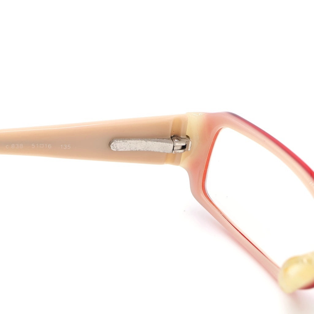 CHANEL(シャネル) Glasses Tortoiseshell Rectangular グラス トータスシェル レクタンギュラー アイウェア 眼鏡 度入り レッド/ベージュ 3091C.838 レディース
