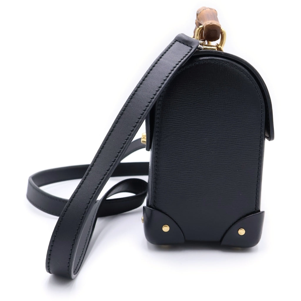 GUCCI(グッチ) PADLOCK バンブーハンドル パドルロック レザーショルダーバッグ 603221 ブラック レディース
