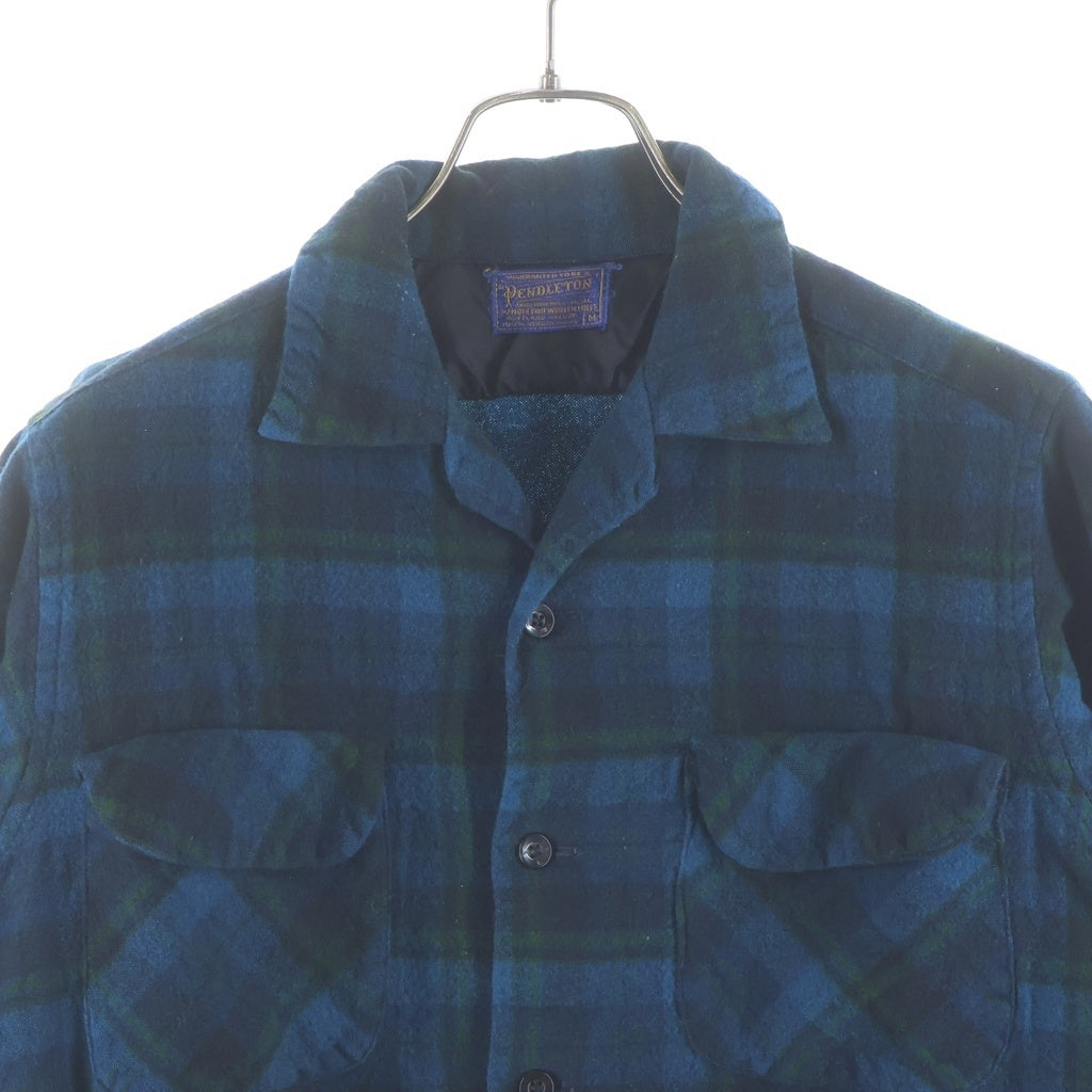 PENDLETON(ペンドルトン) 60s 開襟 ダブルフラップ ウール ボードシャツ グリーン チェック