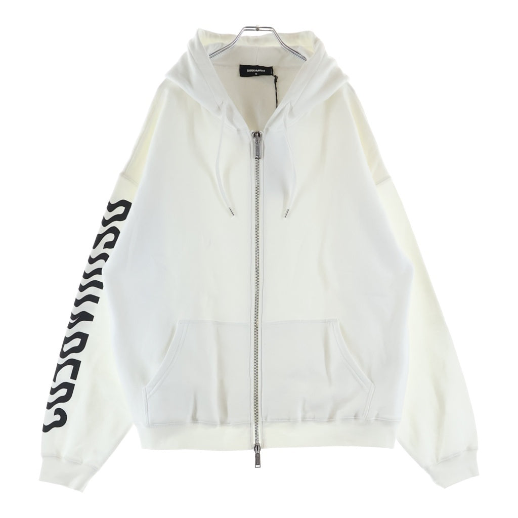 DSQUARED2(ディースクエアード) 23AW D2 Zip Herca Hoodie ジップアップパーカー S74HG0139 ホワイト