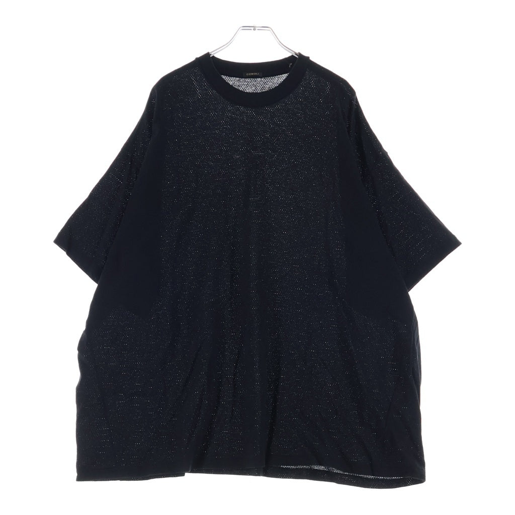 COMOLI(コモリ) 25SS Cotton Mesh Short コットン メッシュ クルーネック 半袖Tシャツ BO1-05036 ブラック