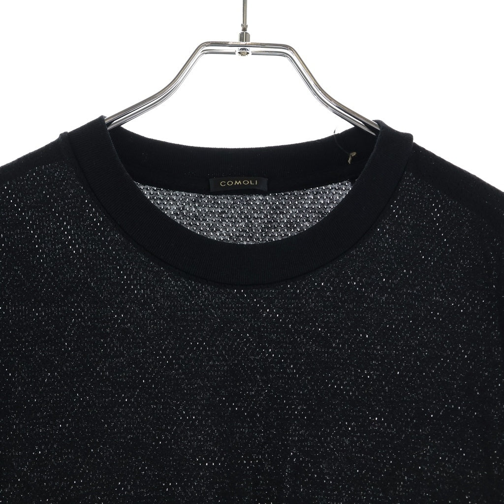 COMOLI(コモリ) 25SS Cotton Mesh Short コットン メッシュ クルーネック 半袖Tシャツ BO1-05036 ブラック