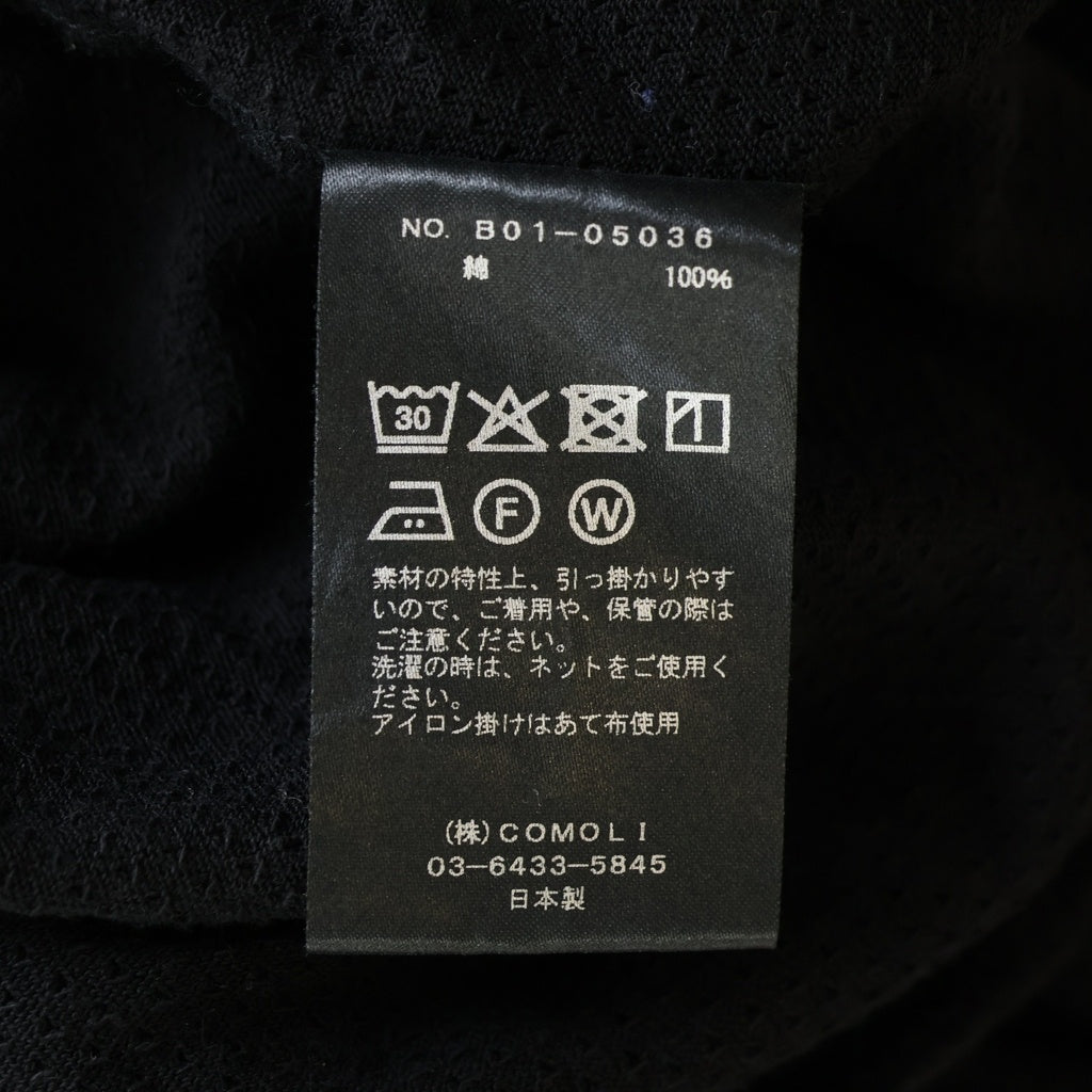 COMOLI(コモリ) 25SS Cotton Mesh Short コットン メッシュ クルーネック 半袖Tシャツ BO1-05036 ブラック