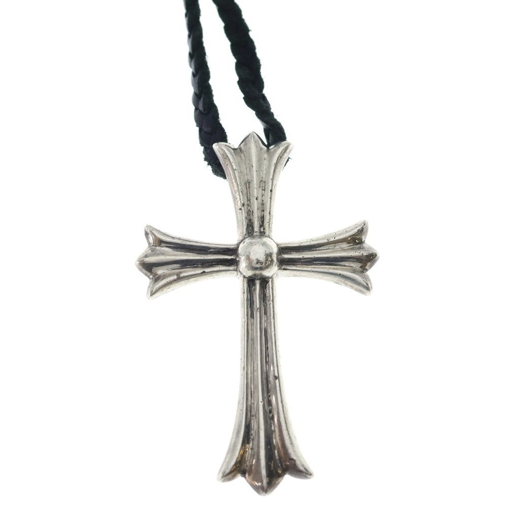 CHROME HEARTS(クロムハーツ) CH CRS LG BC ラージCHクロスペンダント Wボロチップ レザーブレイドネックレス シルバー BCA214