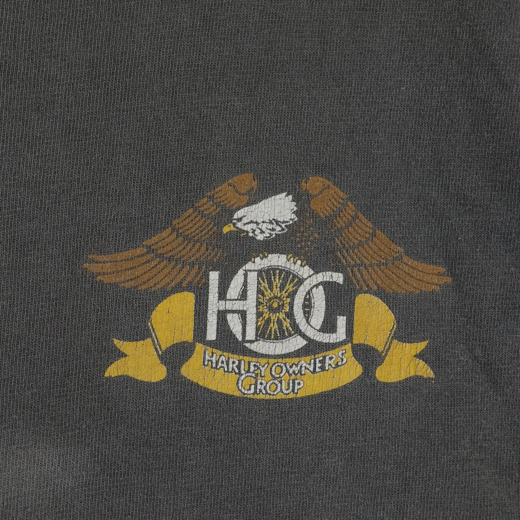 HARLEY DAVIDSON(ハーレーダビッドソン) 00s HARLEY OWNERS GROUP EAGLE イーグル クルーネックTシャツ ブラック