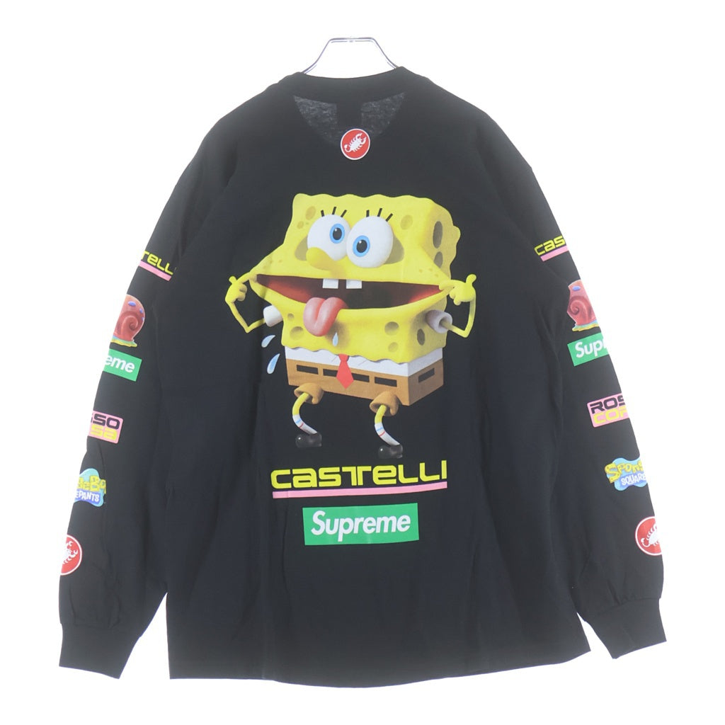 SUPREME(シュプリーム) 25SS SpongeBob Castelli Racing Tee スポンジボブ ボックスロゴ レーシング クルーネック長袖カットソー ブラック