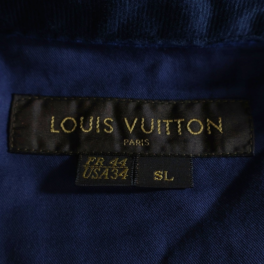 LOUIS VUITTON(ルイヴィトン) Vレザーパッチ 細コーデュロイ RM132M H4DP 10BGK コーデュロイパンツ ブルー