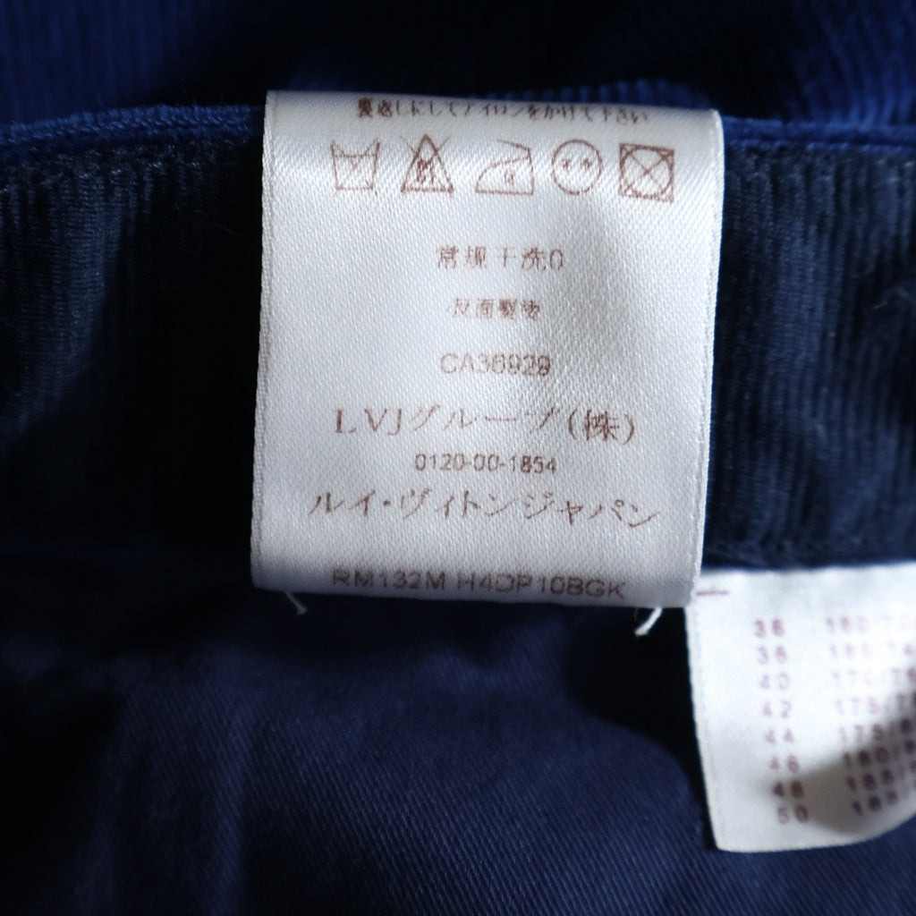 LOUIS VUITTON(ルイヴィトン) Vレザーパッチ 細コーデュロイ RM132M H4DP 10BGK コーデュロイパンツ ブルー