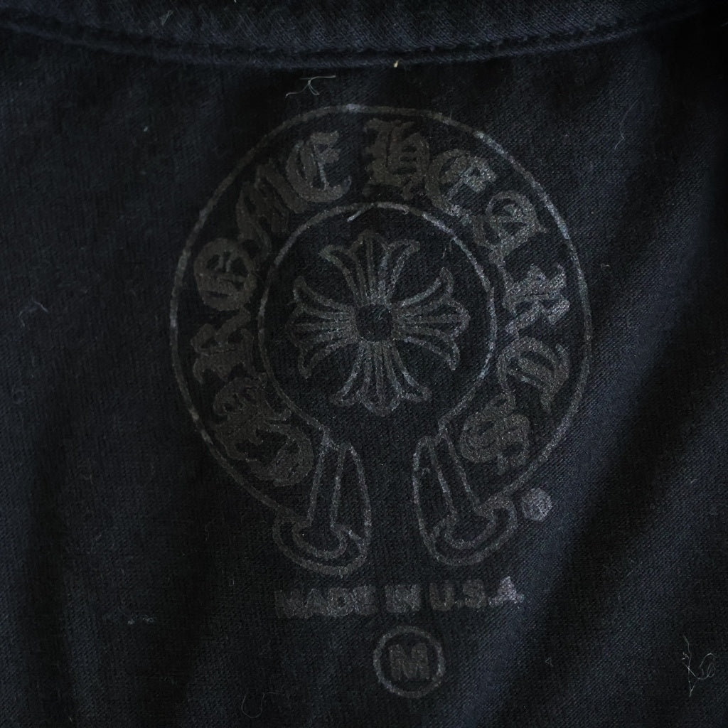 CHROME HEARTS(クロムハーツ) Neck Logo L/S Tee ネックロゴプリント ロングスリーブ 長袖Tシャツ カットソー ブラック/ブルー