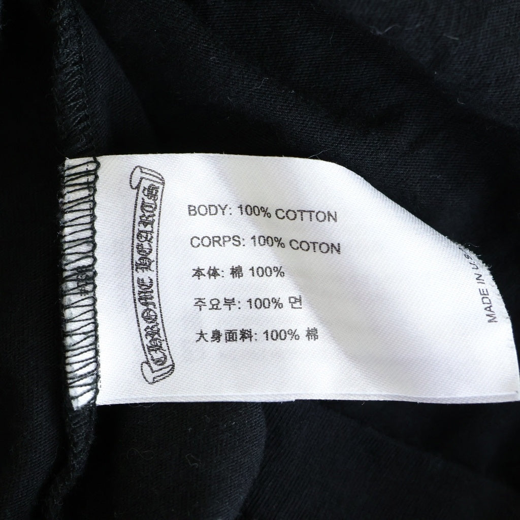 CHROME HEARTS(クロムハーツ) Neck Logo L/S Tee ネックロゴプリント ロングスリーブ 長袖Tシャツ カットソー ブラック/ブルー