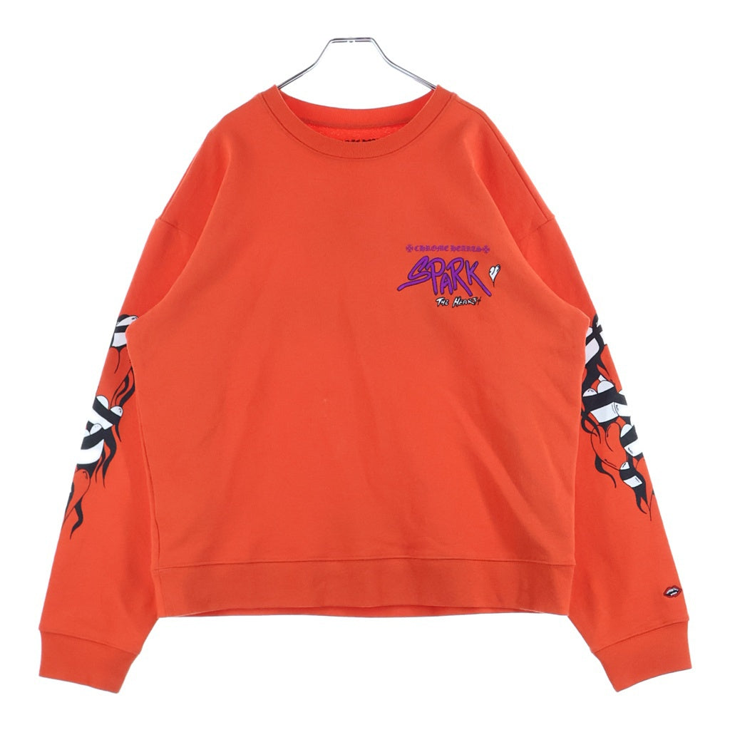 CHROME HEARTS(クロムハーツ) 23SS×MATTY BOY SPARK THE HEART SWTSHRT マッティボーイ プロスパーク ザ ハートプリント クルーネックスウェットトレーナー オレンジ