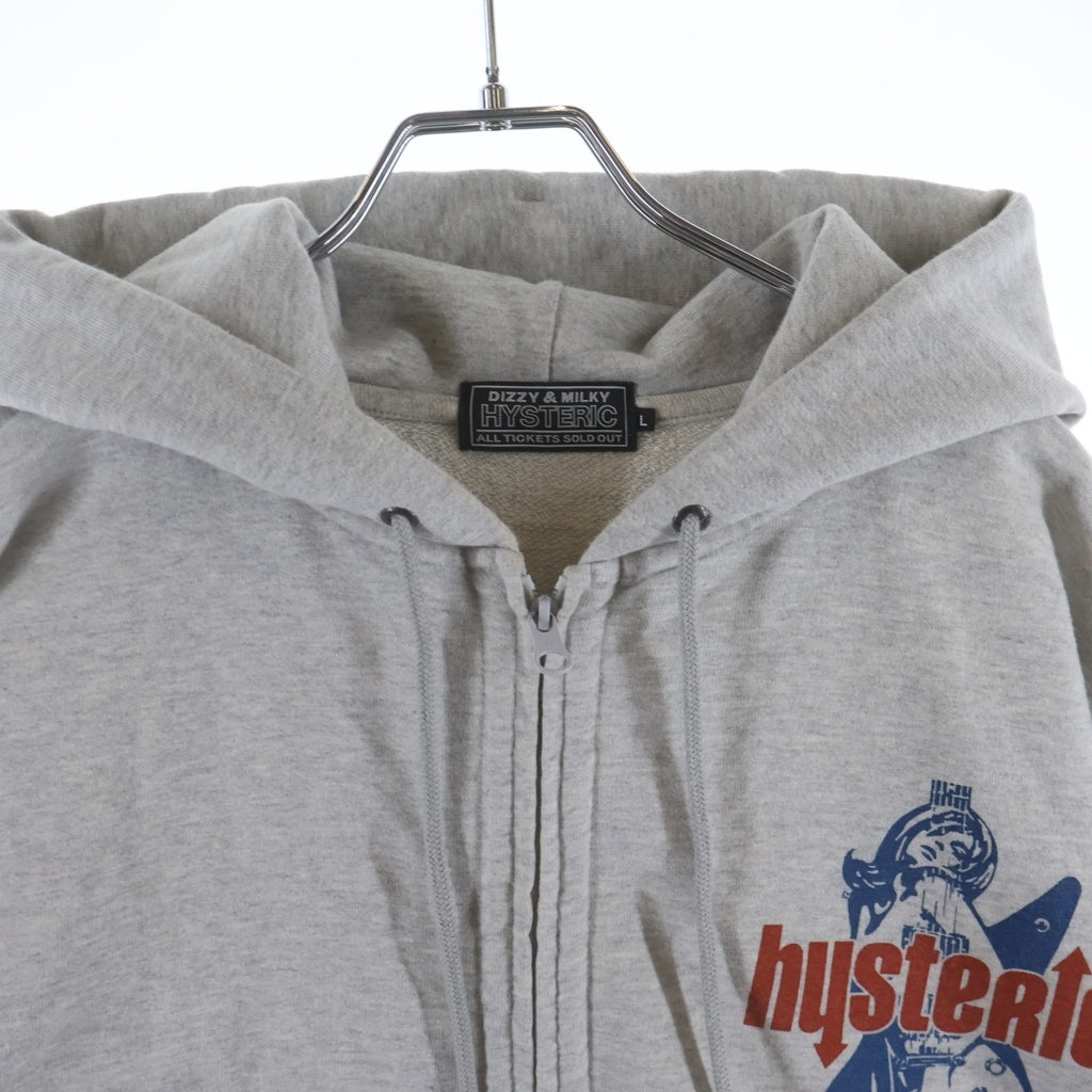 HYSTERIC GLAMOUR(ヒステリックグラマー) HYS FLEARE LOGO ジップアップフーディ パーカー 02261CF01 グレー
