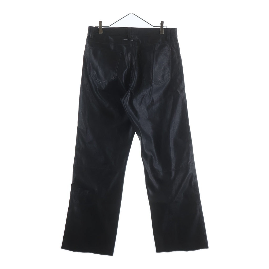 MM6 Maison Margiela(エムエムシックスメゾンマルジェラ) 25AW シンセティックレザー エンボス加工 5ポケット SH2LA0045 レザーパンツ ブラック