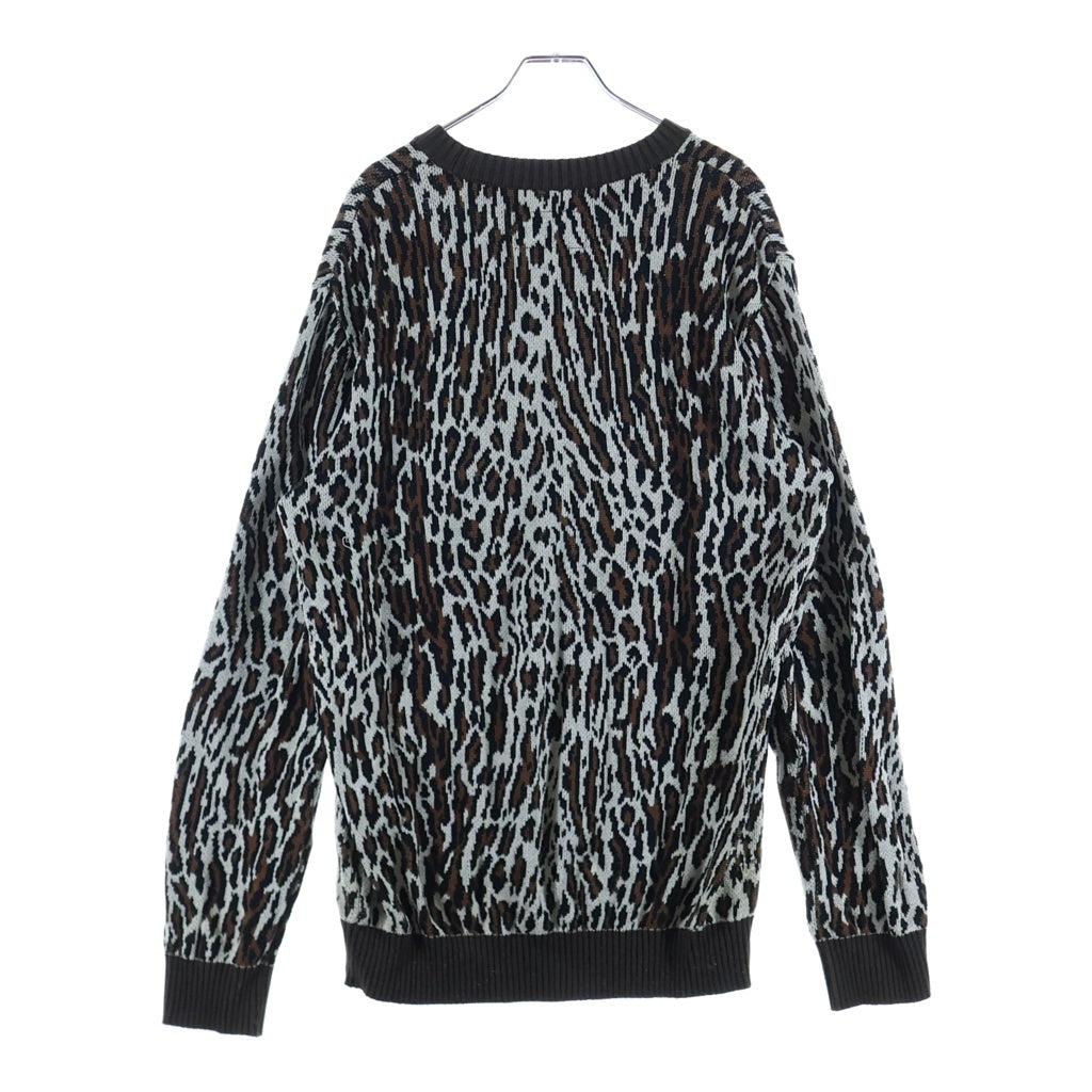 WACKO MARIA(ワコマリア) LEOPARD KNIT SWEATER レオパード コットン クルーネックセーター ベージュ
