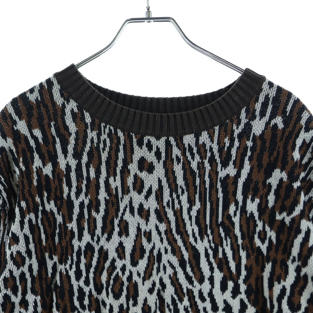 WACKO MARIA(ワコマリア) LEOPARD KNIT SWEATER レオパード コットン クルーネックセーター ベージュ
