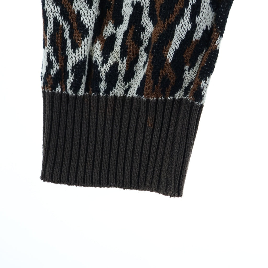 WACKO MARIA(ワコマリア) LEOPARD KNIT SWEATER レオパード コットン クルーネックセーター ベージュ