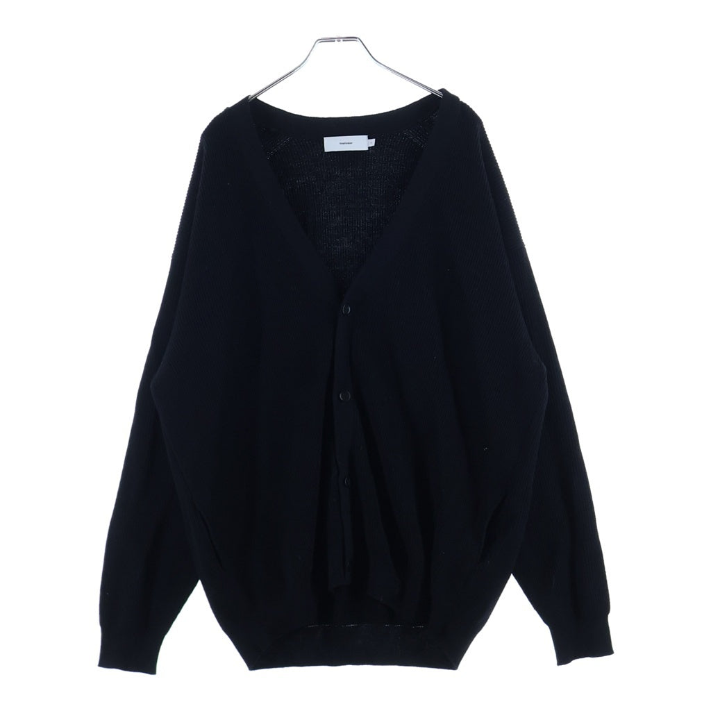 Graphpaper(グラフペーパー) 22AW High Density Knit Cardigan ハイデンシティニットカーディガン GU223-80130B リブニットカーディガン ブラック