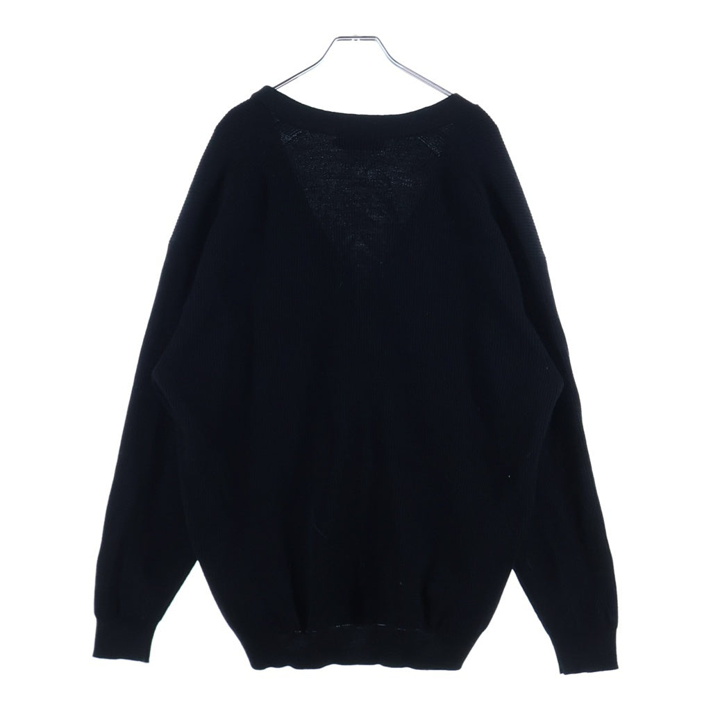 Graphpaper(グラフペーパー) 22AW High Density Knit Cardigan ハイデンシティニットカーディガン GU223-80130B リブニットカーディガン ブラック