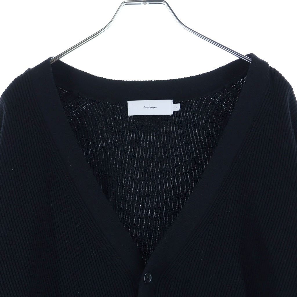 Graphpaper(グラフペーパー) 22AW High Density Knit Cardigan ハイデンシティニットカーディガン GU223-80130B リブニットカーディガン ブラック