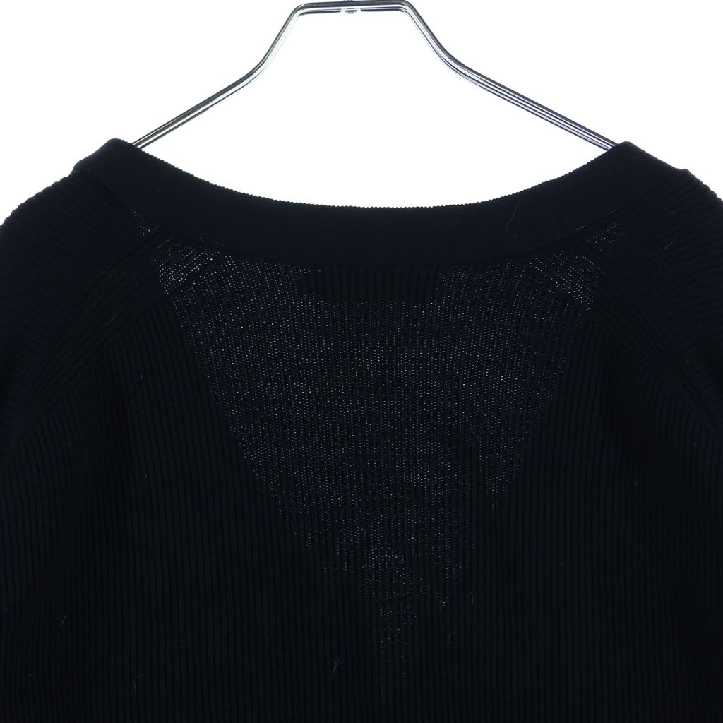 Graphpaper(グラフペーパー) 22AW High Density Knit Cardigan ハイデンシティニットカーディガン GU223-80130B リブニットカーディガン ブラック