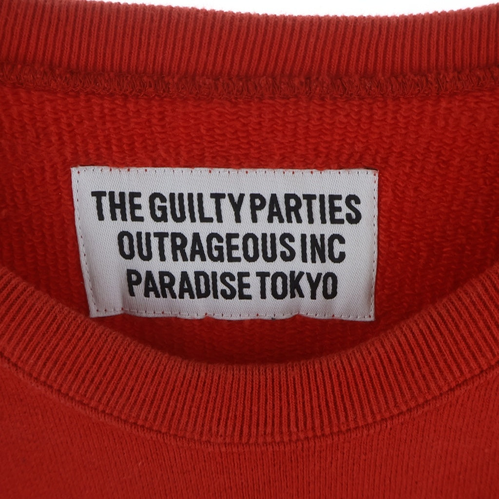 WACKO MARIA(ワコマリア) WASHED HEAVY WEIGHT SWEATSHIRT ウォッシュドヘビーウェイトスウェットシャツ カレッジプリント オールドイングリッシュ スウェット レッド