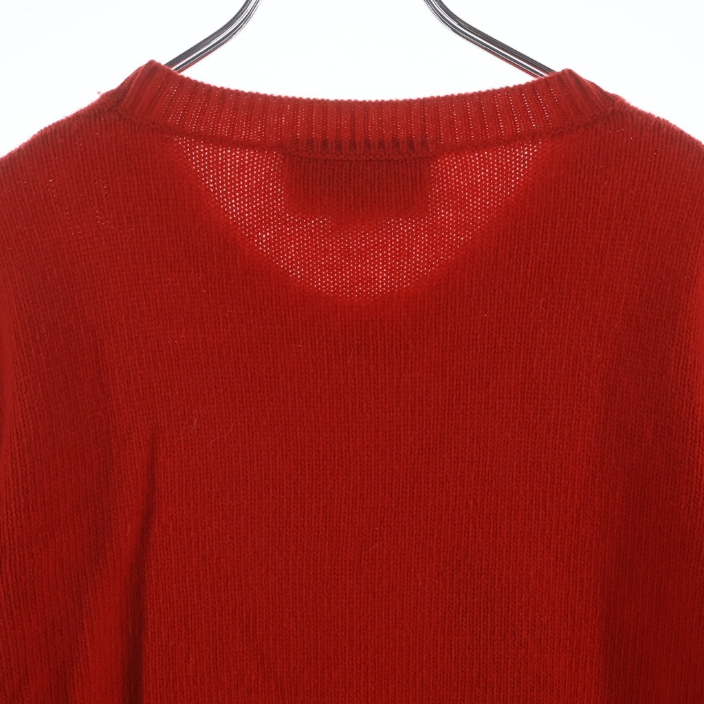 GUCCI(グッチ) Deerlet Wool Sweater ディアレットウールセーター ジラフモチーフ フロントロゴ クルーネックセーター レッド