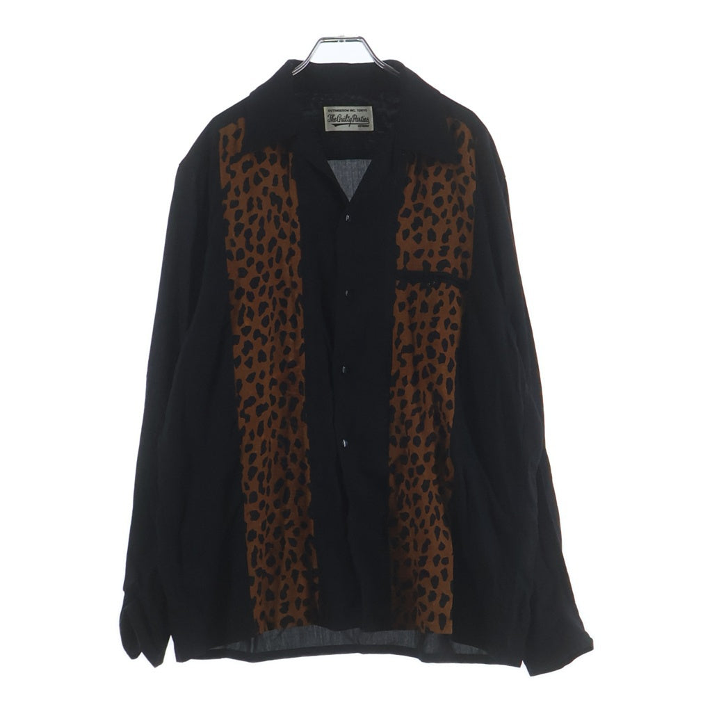 WACKO MARIA(ワコマリア) 50s SHIRT LEOPARD 切替 開襟 長袖シャツ ブラック