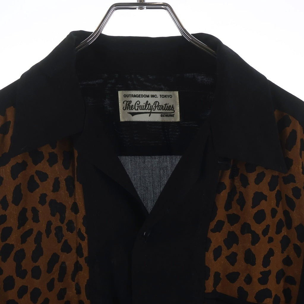 WACKO MARIA(ワコマリア) 50s SHIRT LEOPARD 切替 開襟 長袖シャツ ブラック