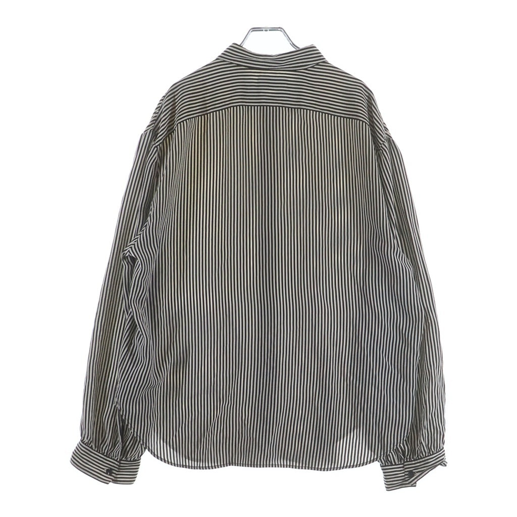 SAINT LAURENT PARIS(サンローランパリ) 21SS Stripe Silk Shirt ストライプ シルク 比翼ボタン 長袖シャツ 680495 Y2E11 長袖シャツ ホワイト/ブラック