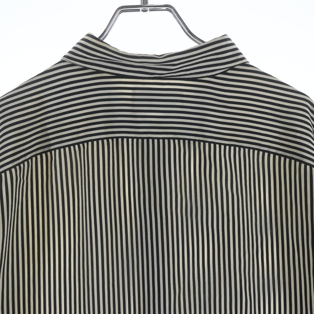 SAINT LAURENT PARIS(サンローランパリ) 21SS Stripe Silk Shirt ストライプ シルク 比翼ボタン 長袖シャツ 680495 Y2E11 長袖シャツ ホワイト/ブラック