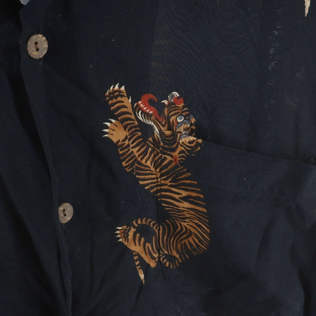 WACKO MARIA(ワコマリア) Tim Lehi Hawaian Shirt 虎 開襟 長袖シャツ ブラック