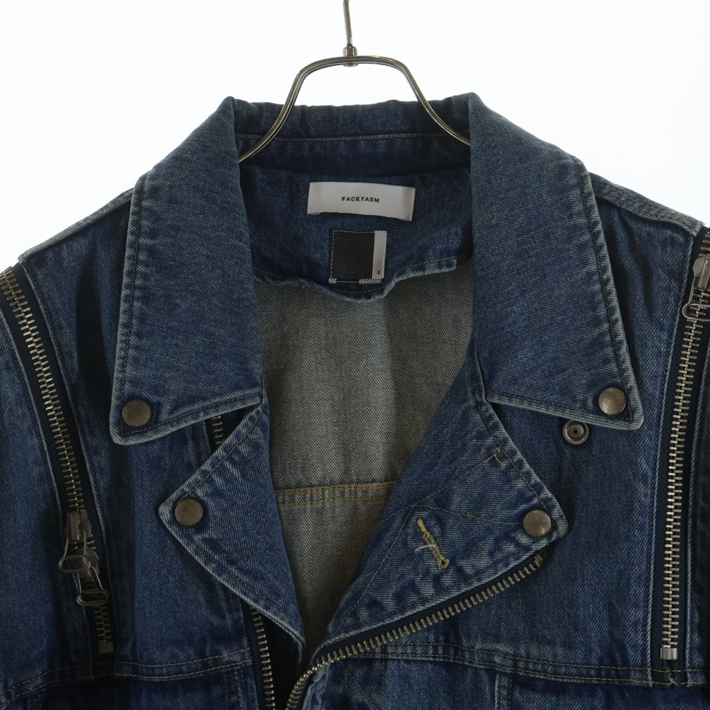 FACETASM ファセッタズム 18SS BIG DENIM RADING JACKET オーバーサイズ デニムライディング ジャケット RB-JK-M09 インディゴ FACETASM(ファセッタズム) 18SS BIG DENIM RADING JACKET オーバー