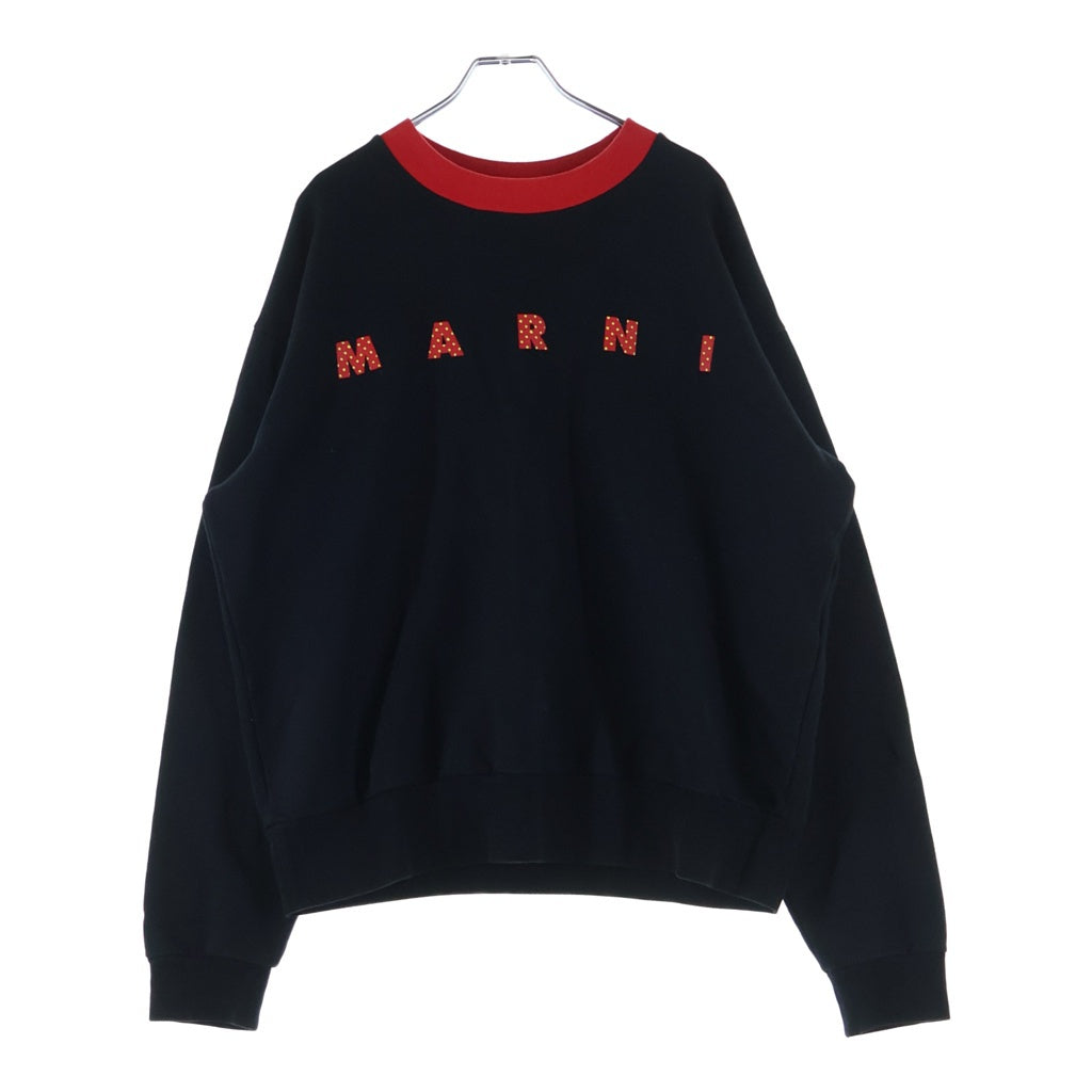 MARNI(マルニ) 23SS Logo Print Crewneck Sweatshirt ロゴプリント クルーネックスウェット FUMU0074PB USCV79 PDN99 ブラック/レッド