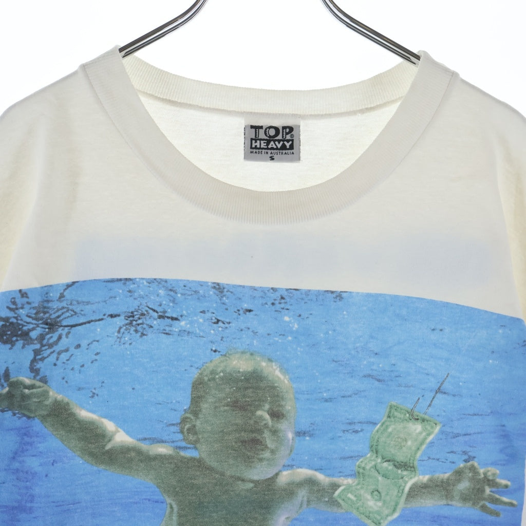 VINTAGE(ヴィンテージ) 90s NIRVANA NEVERMIND EURO 裾袖シングル クルーネックTシャツ ホワイト