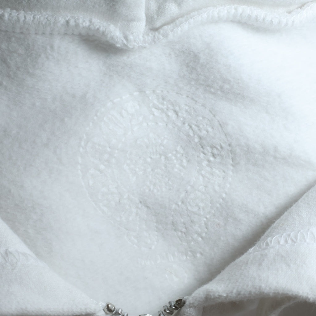 CHROME HEARTS(クロムハーツ) SWTSHRT HD ZIP 袖ロゴ バックスクロールラベルプリント ジップアップパーカー ホワイト