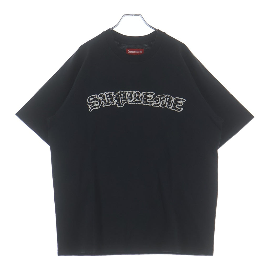 SUPREME(シュプリーム) 26SS Rhinestone Raglan S/S Top ラインストーンロゴ クルーネック半袖Tシャツ ブラック