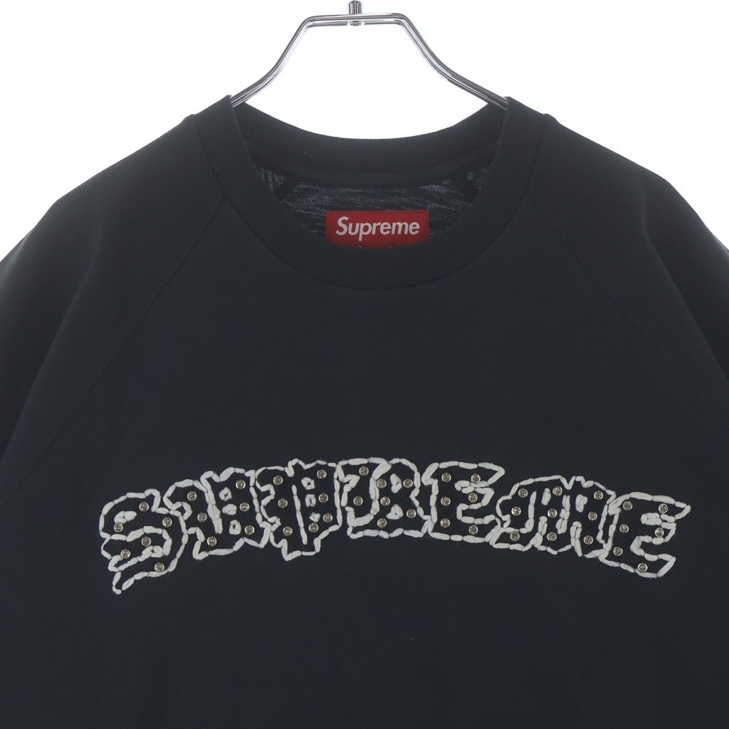 SUPREME(シュプリーム) 26SS Rhinestone Raglan S/S Top ラインストーンロゴ クルーネック半袖Tシャツ ブラック