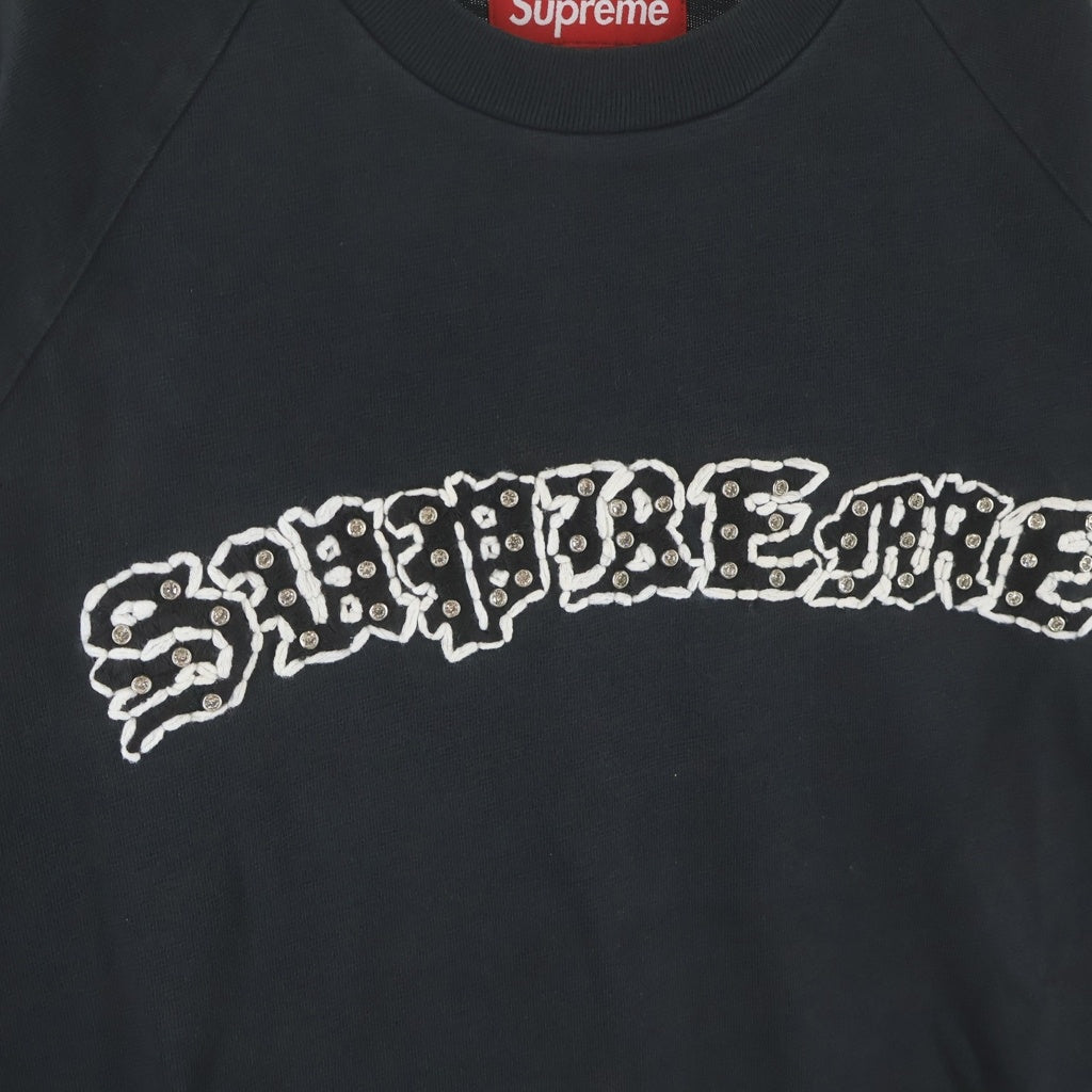 SUPREME(シュプリーム) 26SS Rhinestone Raglan S/S Top ラインストーンロゴ クルーネック半袖Tシャツ ブラック