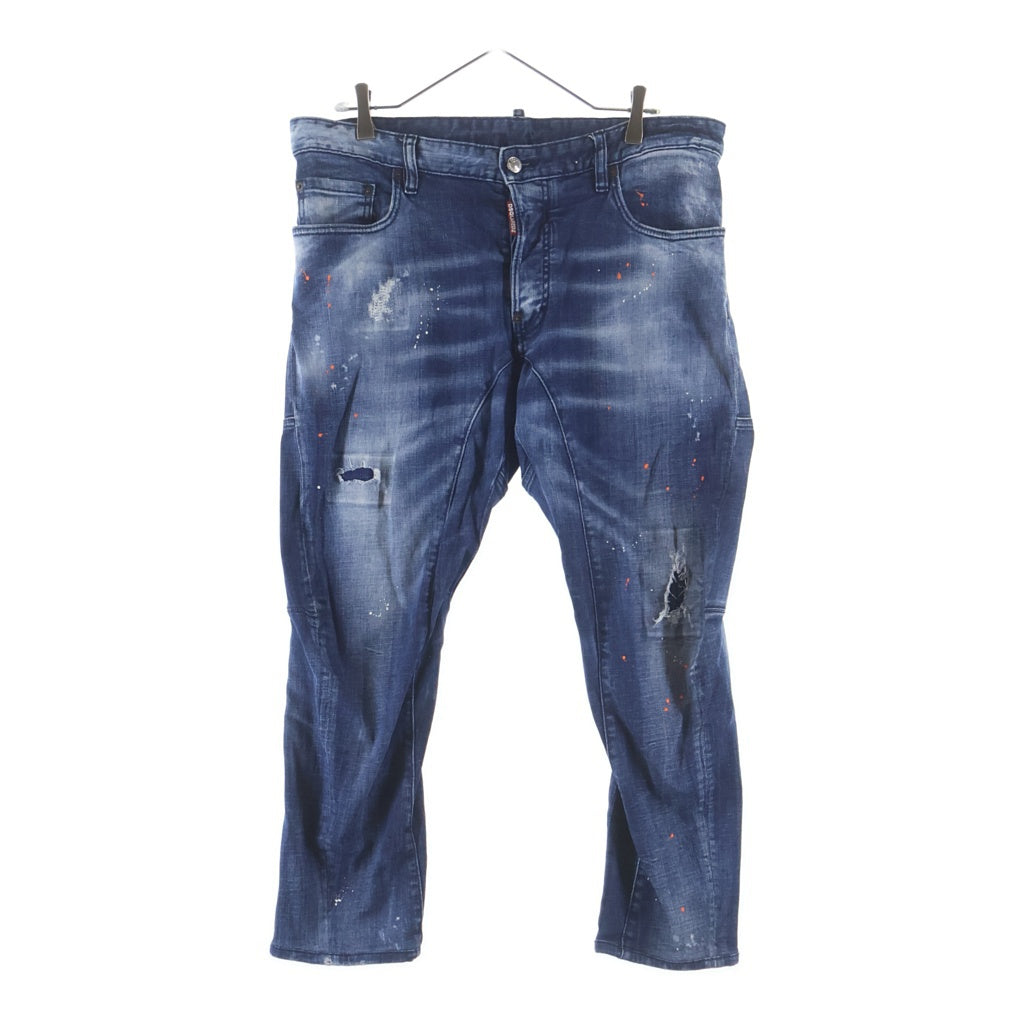DSQUARED2(ディースクエアード) 20AW ペイント付き ダメージ加工 デニムパンツ S74LB0823 インディゴ