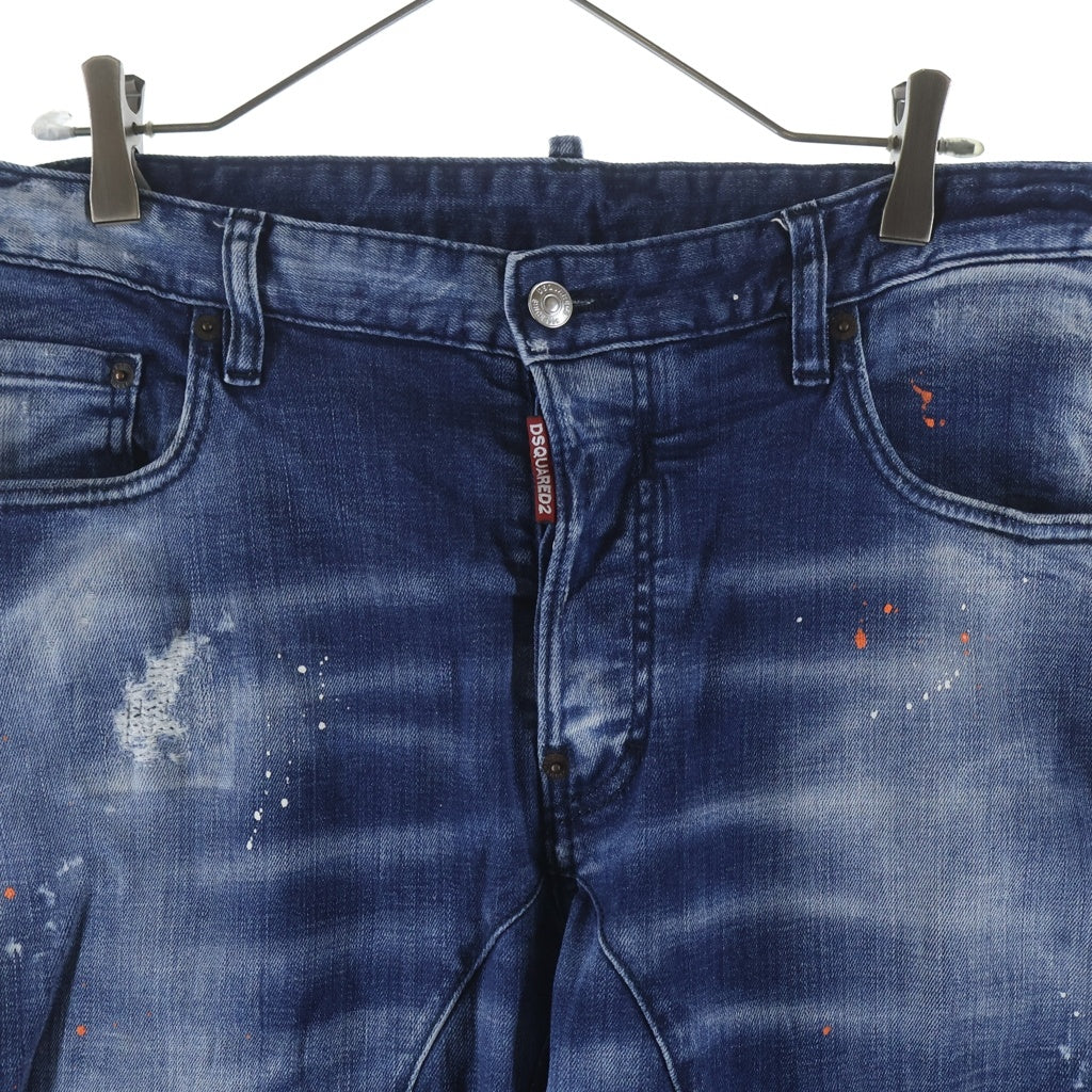 DSQUARED2 ディースクエアード 20AW ペイント付き ダメージ加工 デニムパンツ S74LB0823 インディゴ DSQUARED2(ディースクエアード) 20AW ペイント付き ダメージ加工