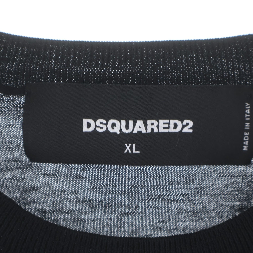 DSQUARED2(ディースクエアード) 20AW Canada World Famous Knit Sweater カナダ ワールドロゴ サマーニット S74HA1088 ブラック/オレンジ