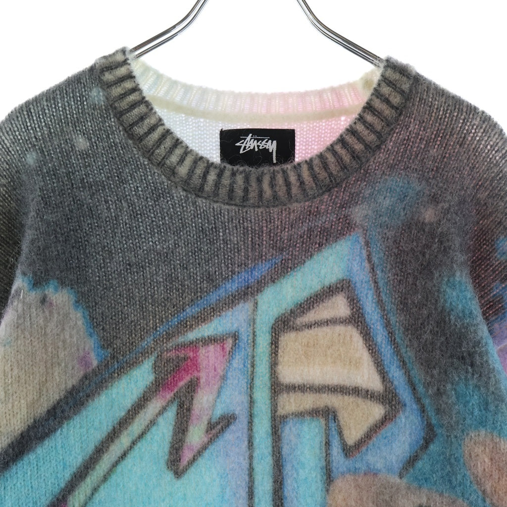STUSSY(ステューシー) 22AW GOLDIE SWEATER 総柄 モヘアニットセーター マルチ