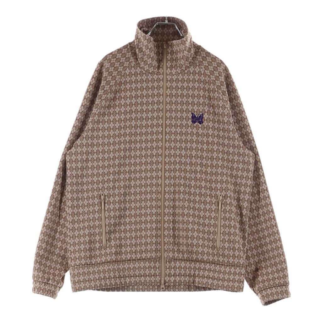 Needles(ニードルス) Poly Jacquard Track Jacket 総柄 ロゴ刺繍 トラックジャケット ブラウン/ピンク J0219
