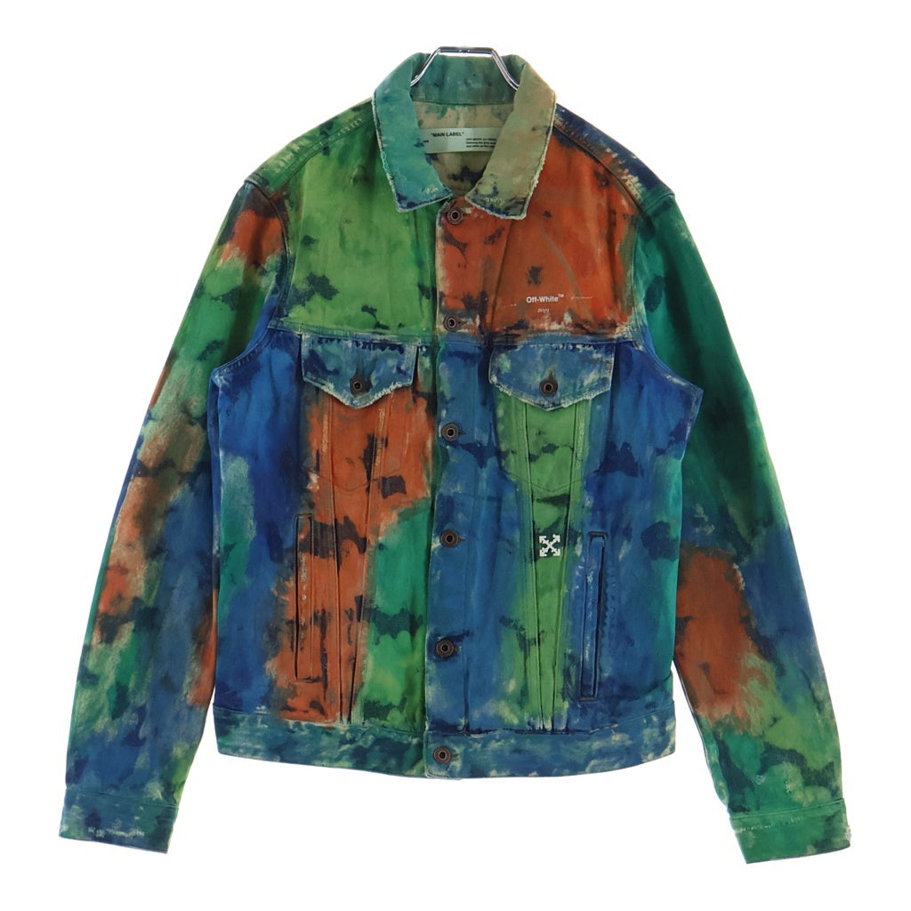 OFF-WHITE(オフホワイト) 19AW ペンキプリントアローピン デストロイデニムジャケット マルチカラー