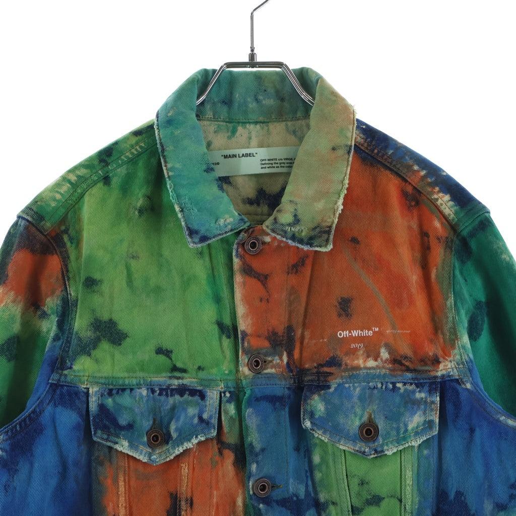 OFF-WHITE(オフホワイト) 19AW ペンキプリントアローピン デストロイデニムジャケット マルチカラー