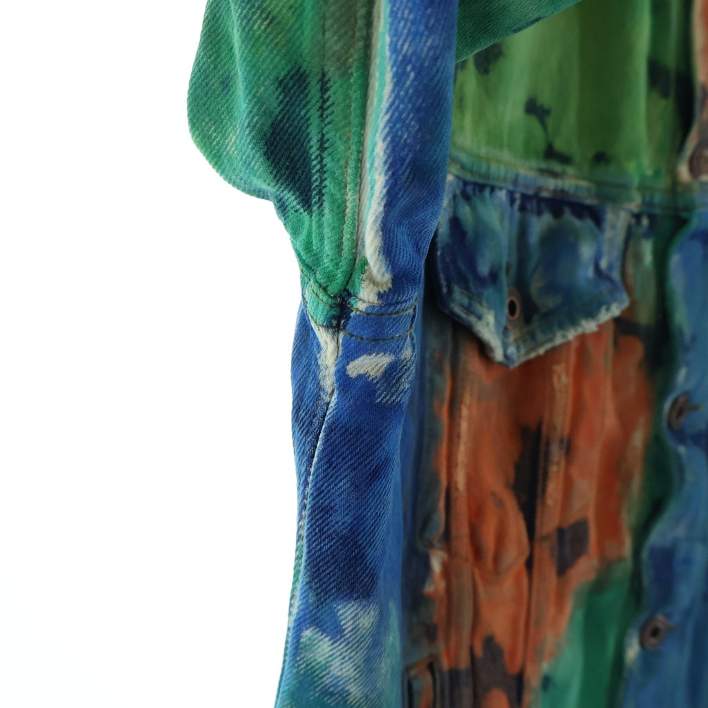 OFF-WHITE(オフホワイト) 19AW ペンキプリントアローピン デストロイデニムジャケット マルチカラー