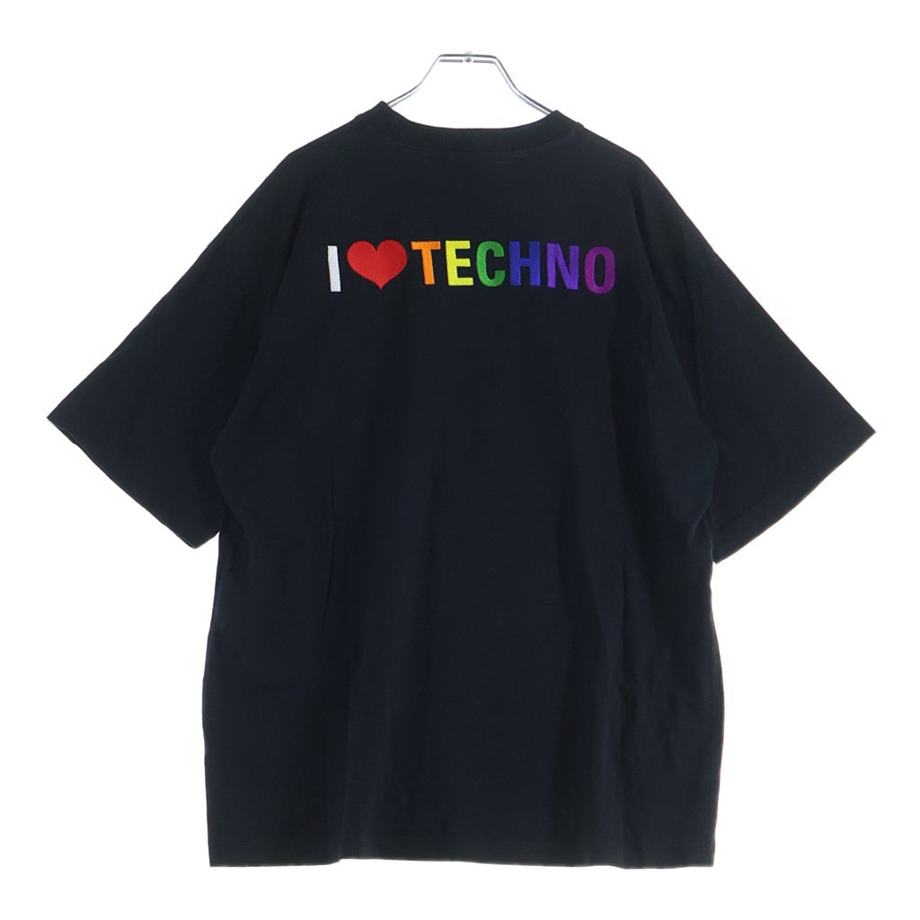BALENCIAGA(バレンシアガ) 18SS I LOVE TECHNO TEE バック刺繍 クルーネック 半袖Tシャツ カットソー 556089 TDV20 ブラック