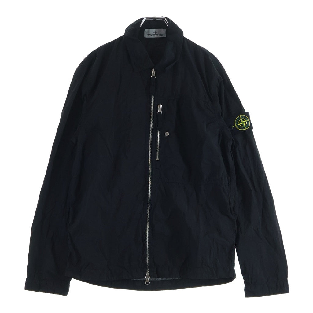 STONE ISLAND(ストーンアイランド) NYLON METAL IN ECONYL コンフォートフィット オーバーシャツ チェストポケット&2wayファスナーL1S151200038S0019 ブラック