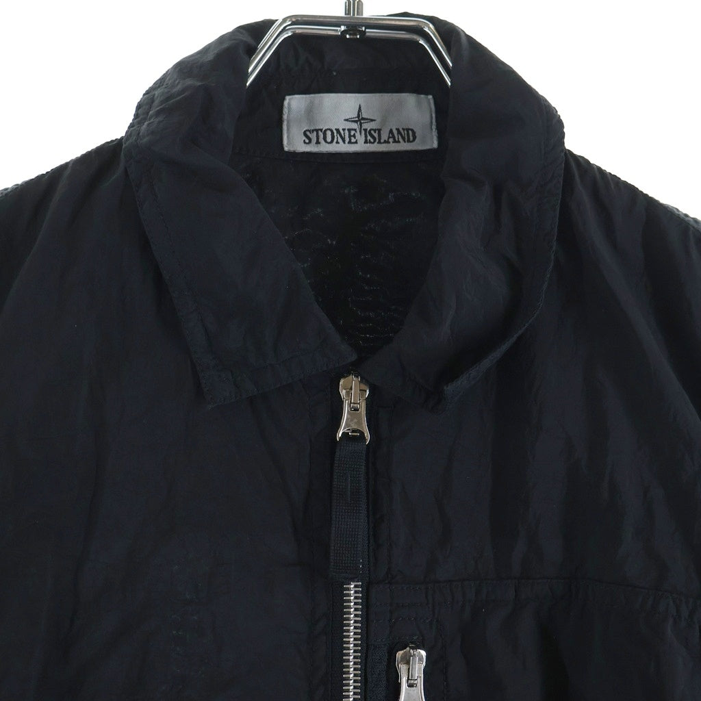 STONE ISLAND(ストーンアイランド) NYLON METAL IN ECONYL コンフォートフィット オーバーシャツ チェストポケット&2wayファスナーL1S151200038S0019 ブラック